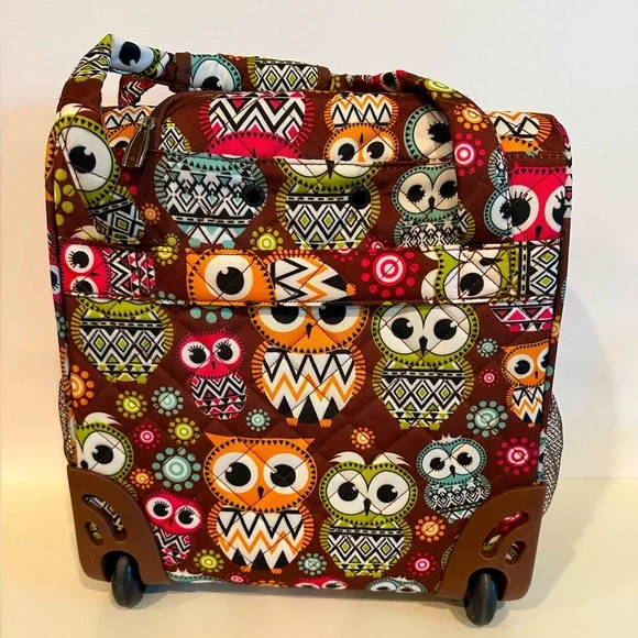 Rockland Owl Print Rolling Tote for Travel, Crafts or Storage - Picture 7 of 16